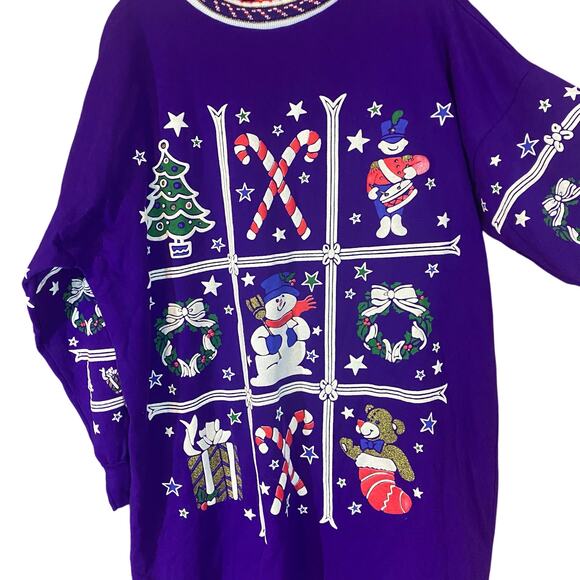 Vintage Savoy Christmas Sweater Dress Purple Holiday Tunic One Size USA - Picture 6 of 6